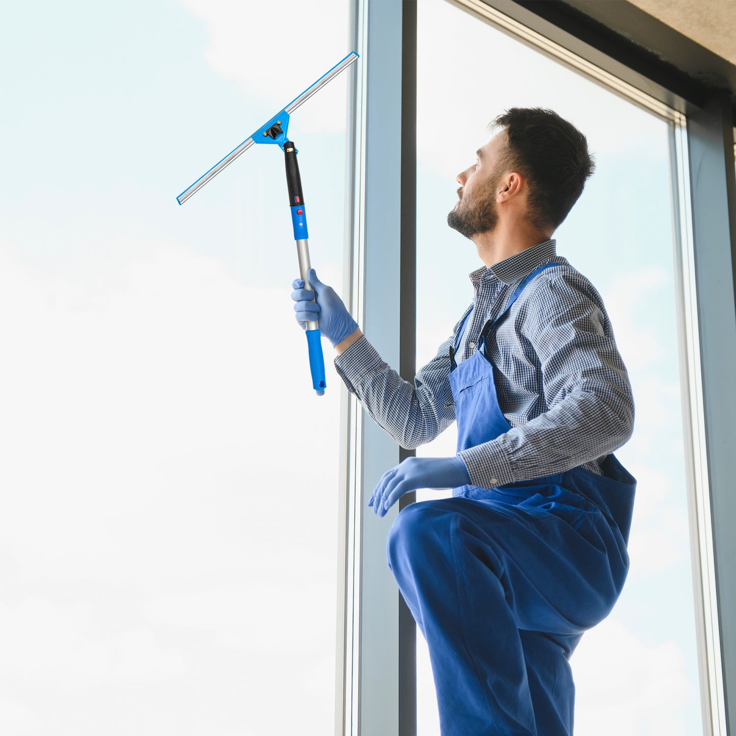 Gritt Commercial Window Washing Kit with 18" Swivel Window Squeegee and 20" Pole