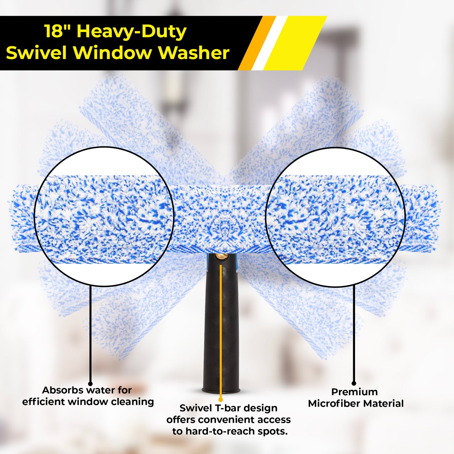 Gritt Commercial Swivel Window Washing Kit with 18" Squeegee and 18" Washer