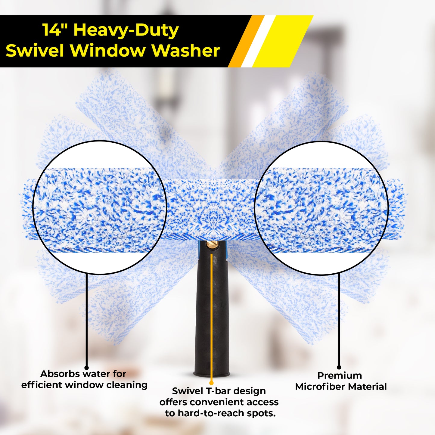 Gritt Commercial Pro Window Washing Kit with 14" Squeegee, 14" Washer and 20" Pole