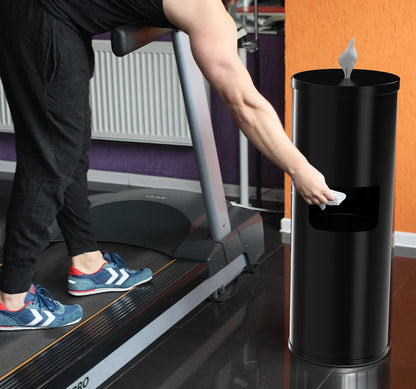 Gritt Commercial Black Stainless Steel Wipe Dispenser Station with 7 Gallon Built-In Trash Can