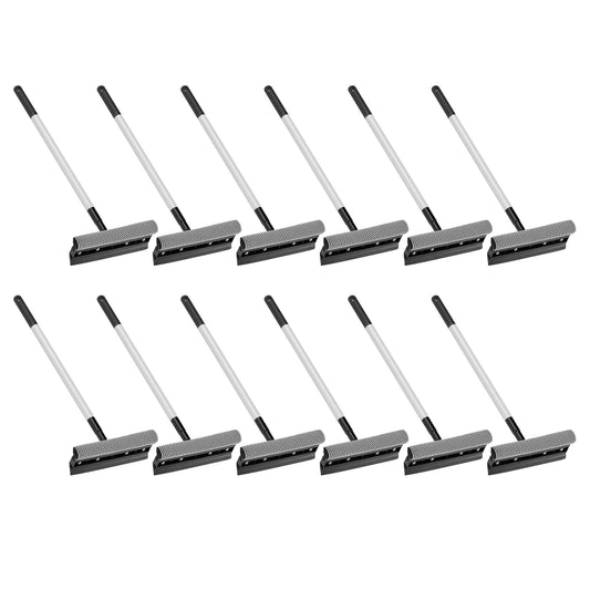 Gritt Commercial 8" Auto & Truck Window Squeegee with Scrubber and 39" Extendable Aluminum Handle, 12/Pack
