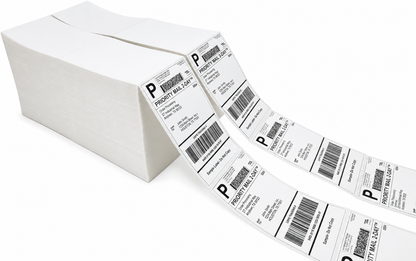Gritt Labels 4" x 6" Direct Thermal Fanfold Labels, Stack of 2,000 Labels, 2-Pack