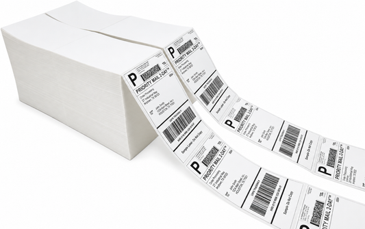 Gritt Labels 4" x 6" Direct Thermal Fanfold Labels, Stack of 2,000 Labels, 2-Pack