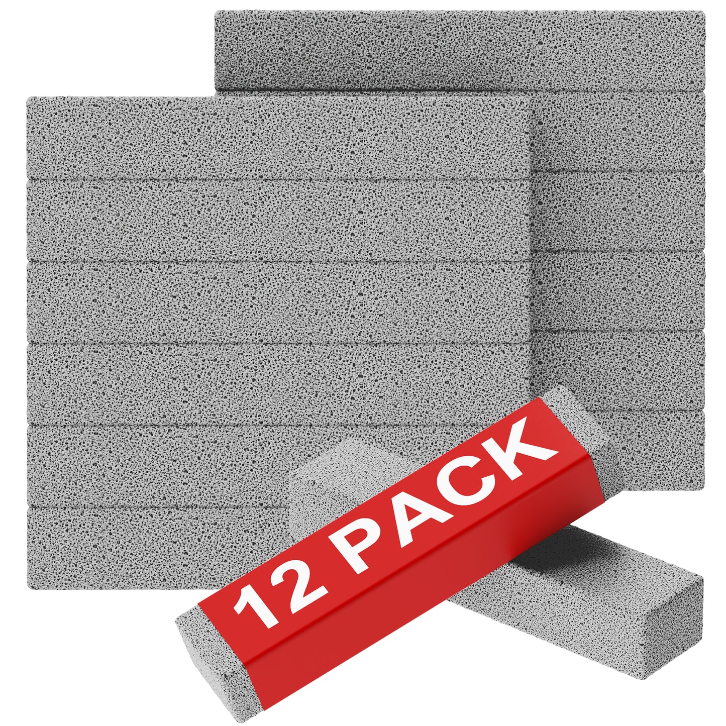 Gritt Commercial Pumice Stone Cleaning Stick, Heavy-Duty Scouring Stone, 12-Pack