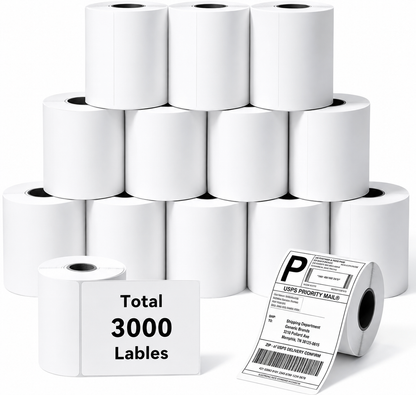 Gritt Labels 4" x 6" Direct Thermal Labels, Roll of 250 Labels, 12-Pack