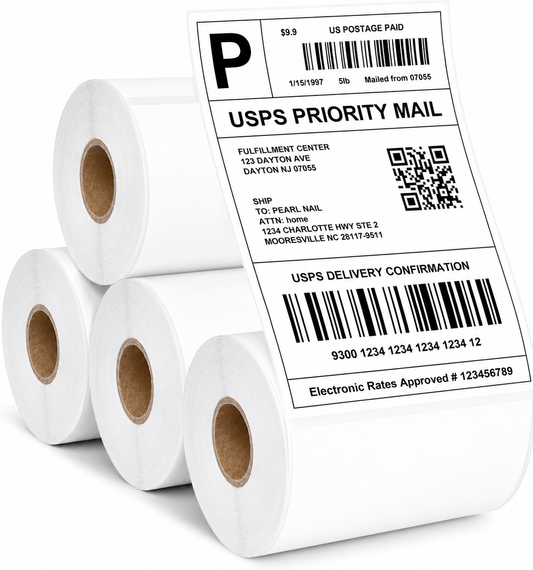 Gritt Labels 4" x 6" Direct Thermal Labels, Roll of 250 Labels, 4-Pack