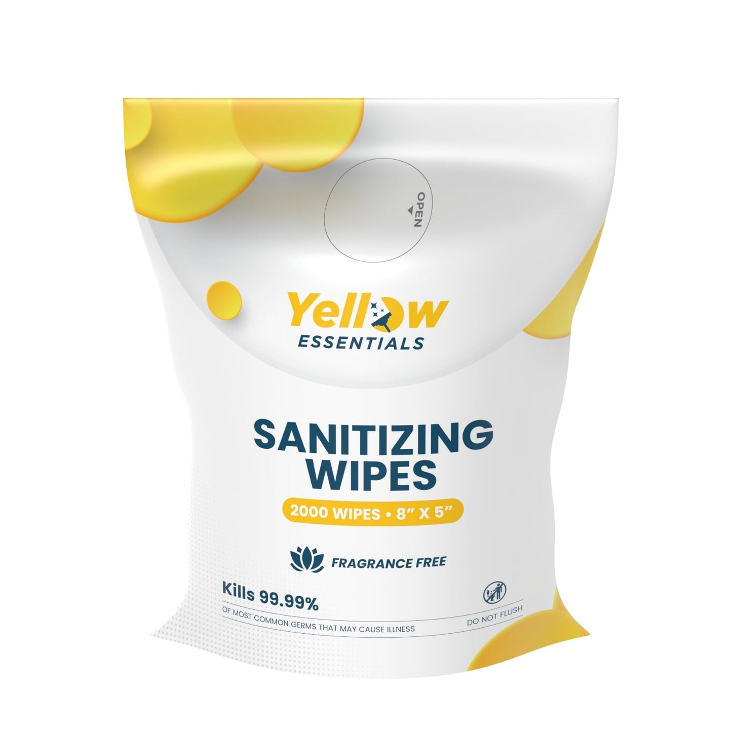 Yellow Essentials 2,000-Count Sanitizing Wipes, Large 8" x 5" Wipe, Gym Wipes Refill Bag