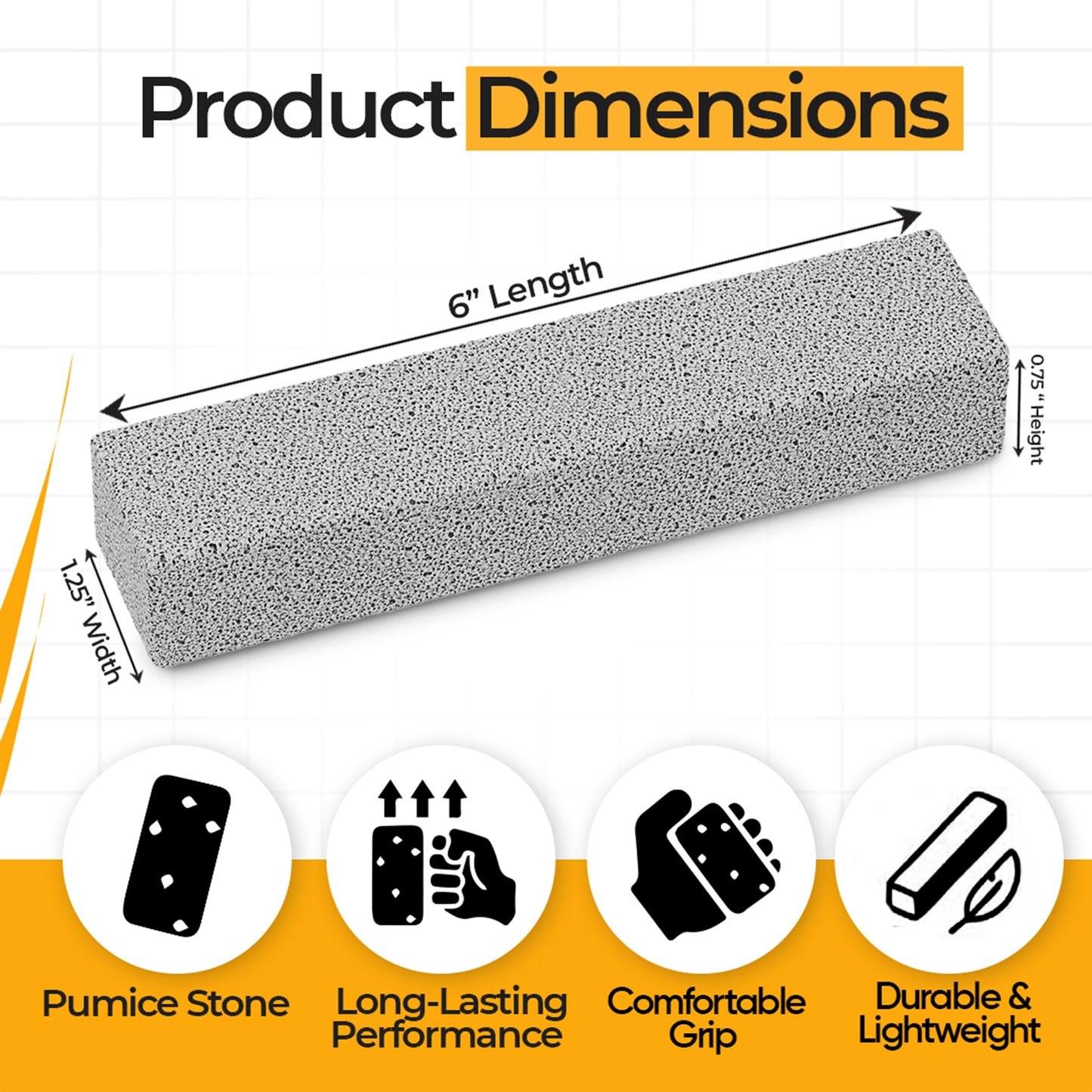 Gritt Commercial Pumice Stone Cleaning Stick, Heavy-Duty Scouring Stone, 12-Pack