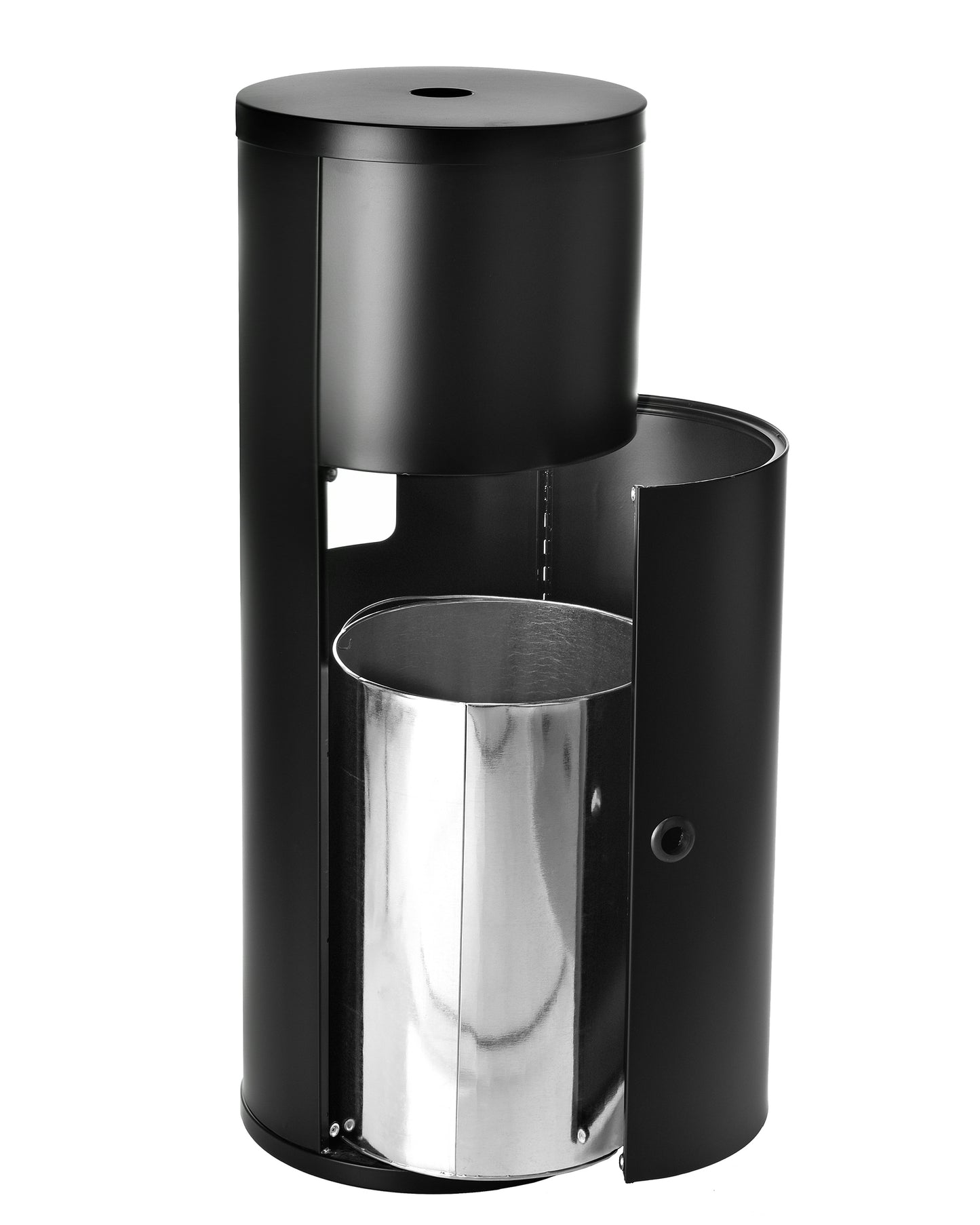 Gritt Commercial Black Stainless Steel Wipe Dispenser Station with 7 Gallon Built-In Trash Can
