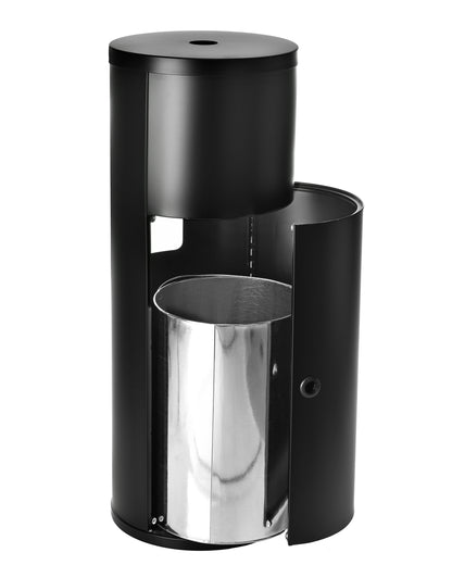Gritt Commercial Black Stainless Steel Wipe Dispenser Station with 7 Gallon Built-In Trash Can