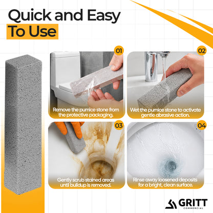 Gritt Commercial Pumice Stone Cleaning Stick, Heavy-Duty Scouring Stone, 12-Pack