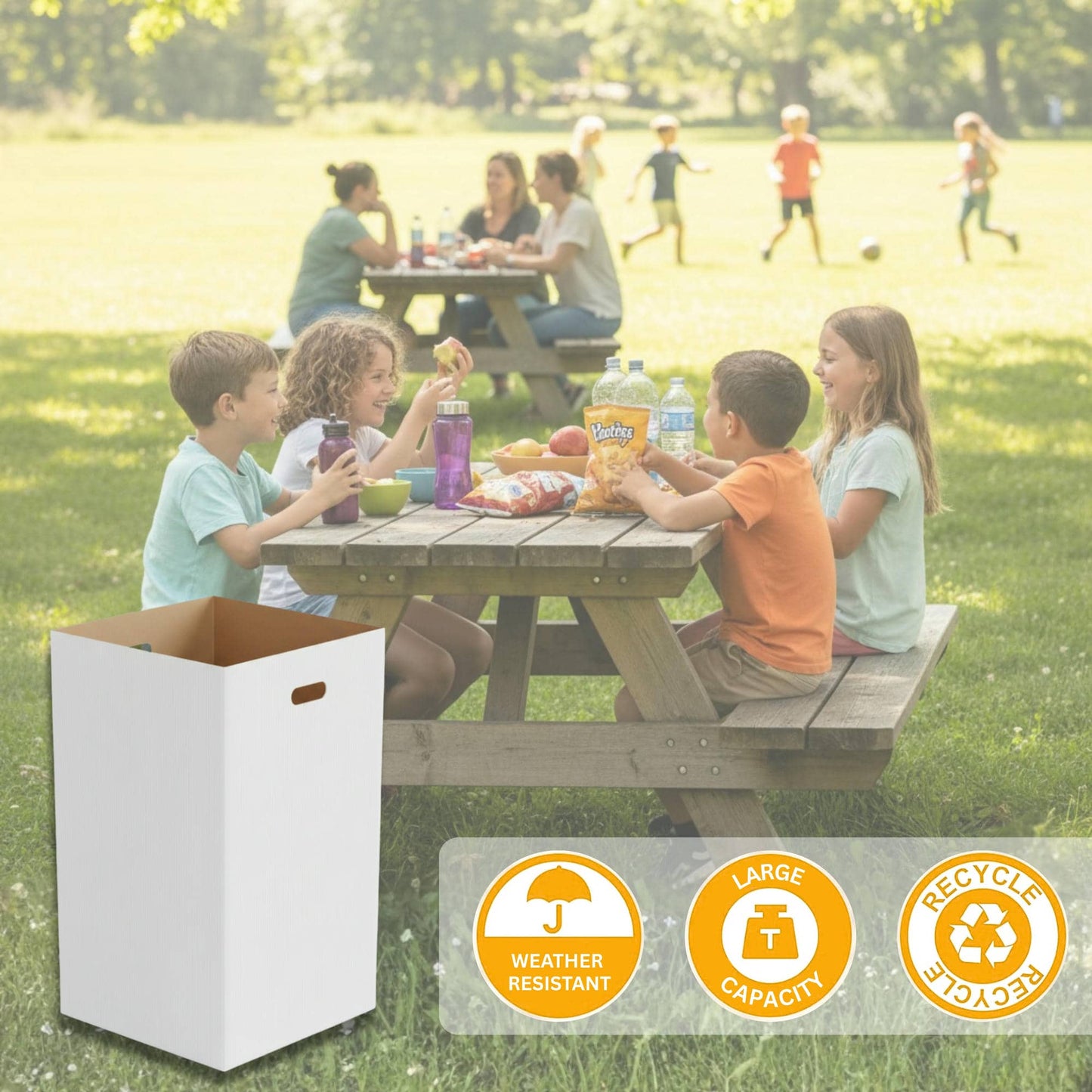 Gritt Commercial 30 Gallon Corrugated Cardboard Trash Can and Recycling Container – 4 PACK