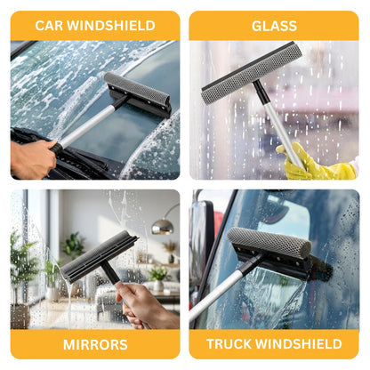 Gritt Commercial 8" Auto & Truck Window Squeegee with Scrubber and 39" Extendable Aluminum Handle