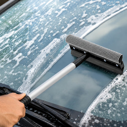 Gritt Commercial 8" Auto & Truck Window Squeegee with Scrubber and 39" Extendable Aluminum Handle
