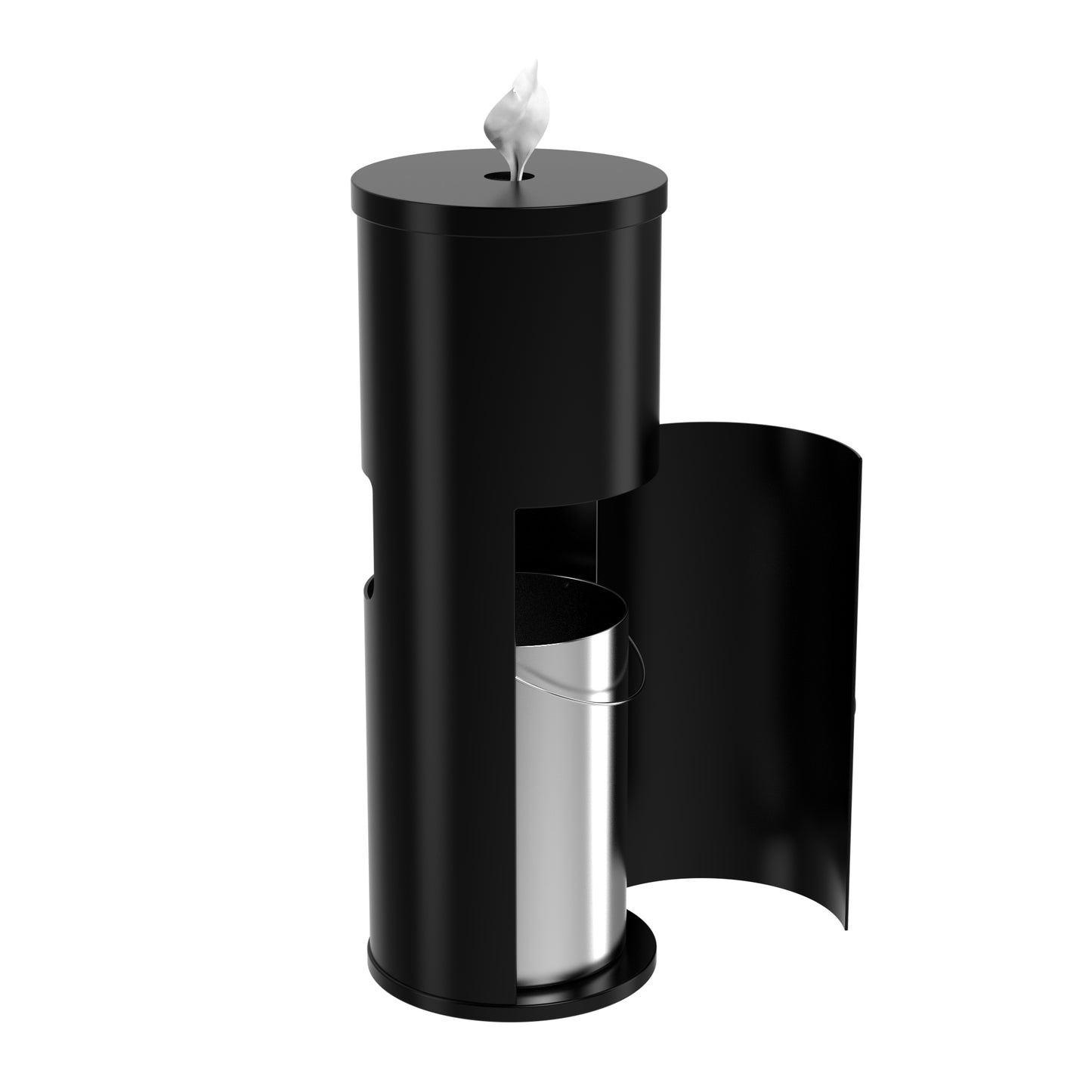 Gritt Commercial Black Stainless Steel Wipe Dispenser Station with 7 Gallon Built-In Trash Can