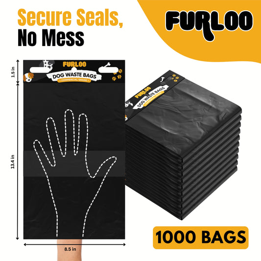 Furloo 1,000 Pet Waste Station Header Bags, 100 Bags Per Pack, 10 Packs, Heavy-Duty Leak-Resistant Dog Waste Refill Bags