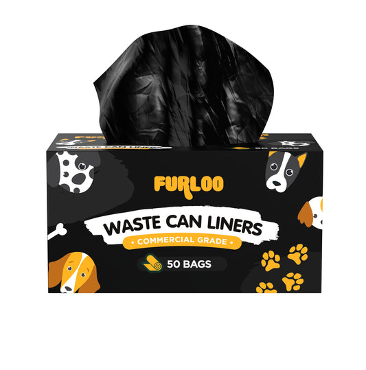 Furloo 13-Gallon Heavy Duty Dog Waste Station Can Liners, 1.1 Mil Thick, Fits Standard Pet Waste Cans, 50 Bags