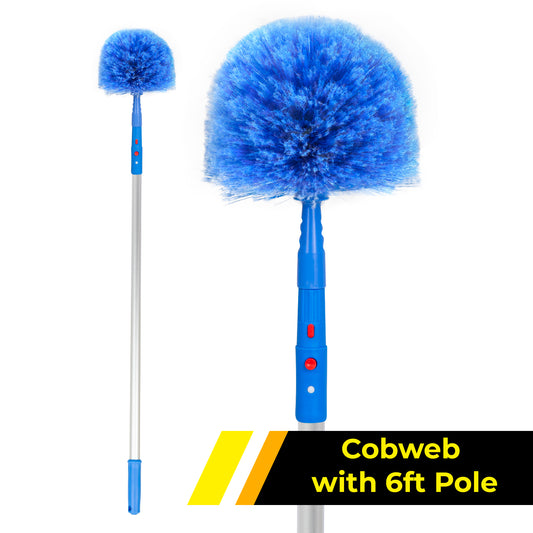 Gritt Commercial Cobweb Duster Brush, 6 11/16" Cobweb / Corner Duster Brush with 6' Telescopic Pole