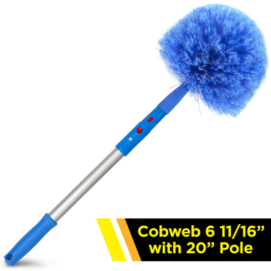Gritt Commercial Cobweb Duster Brush, 6 11/16" Cobweb / Corner Duster Brush with 20" Pole