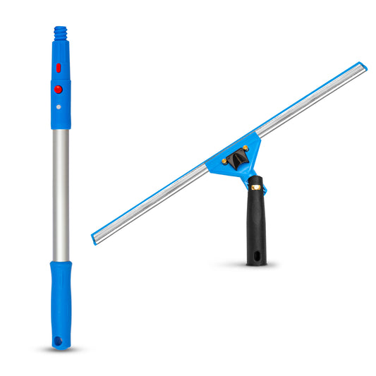 Gritt Commercial Window Washing Kit with 18" Swivel Window Squeegee and 20" Pole
