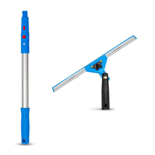 Gritt Commercial Window Washing Kit with 14" Swivel Window Squeegee and 20" Pole
