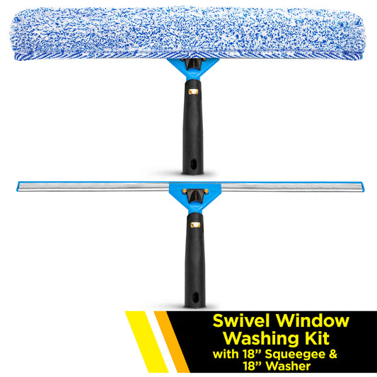 Gritt Commercial Swivel Window Washing Kit with 18" Squeegee and 18" Washer