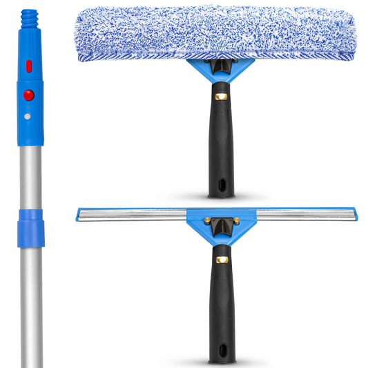 Gritt Commercial Pro Window Washing Kit with 14" Squeegee, 14" Washer and 6' Telescopic Pole