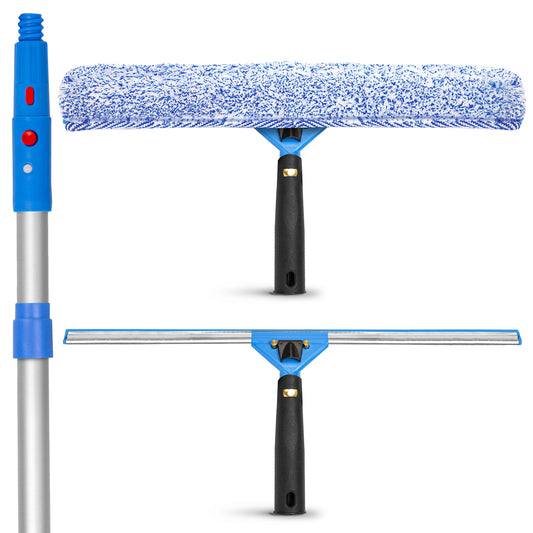 Gritt Commercial Pro Window Washing Kit with 18" Squeegee, 18" Washer and 6' Telescopic Pole