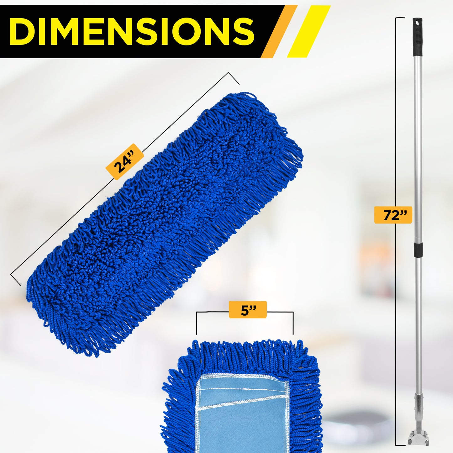 Gritt Commercial All-In-One 24” Microfiber Dust Mop Set With 72" Telescopic Handle