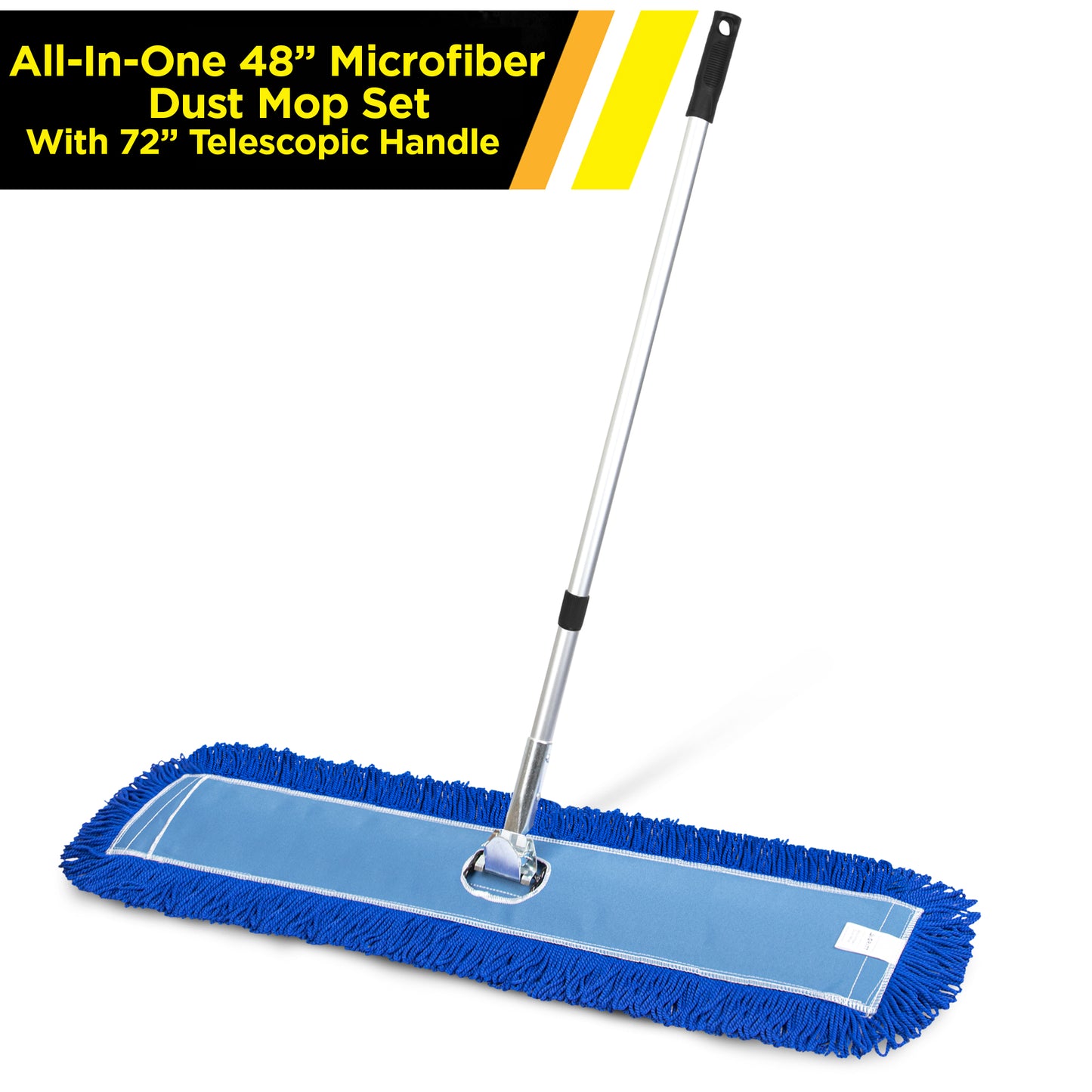 Gritt Commercial All-In-One 48” Microfiber Dust Mop Set With 72" Telescopic Handle