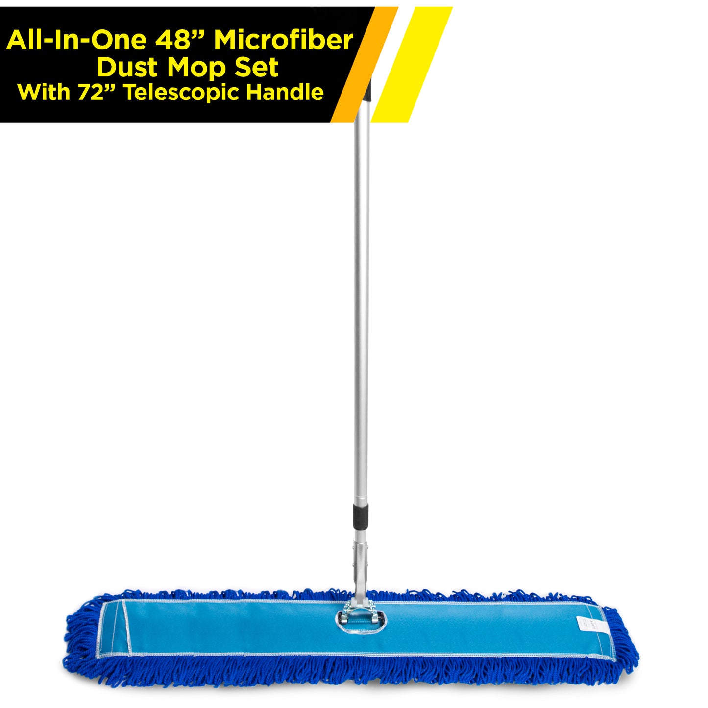 Gritt Commercial All-In-One 48” Microfiber Dust Mop Set With 72" Telescopic Handle