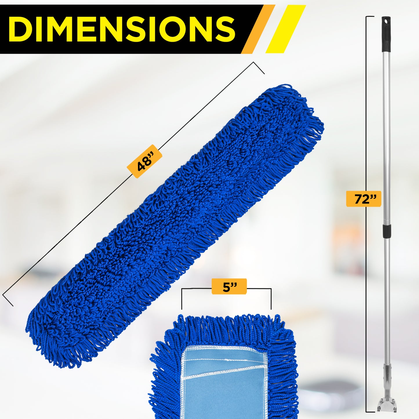 Gritt Commercial All-In-One 48” Microfiber Dust Mop Set With 72" Telescopic Handle