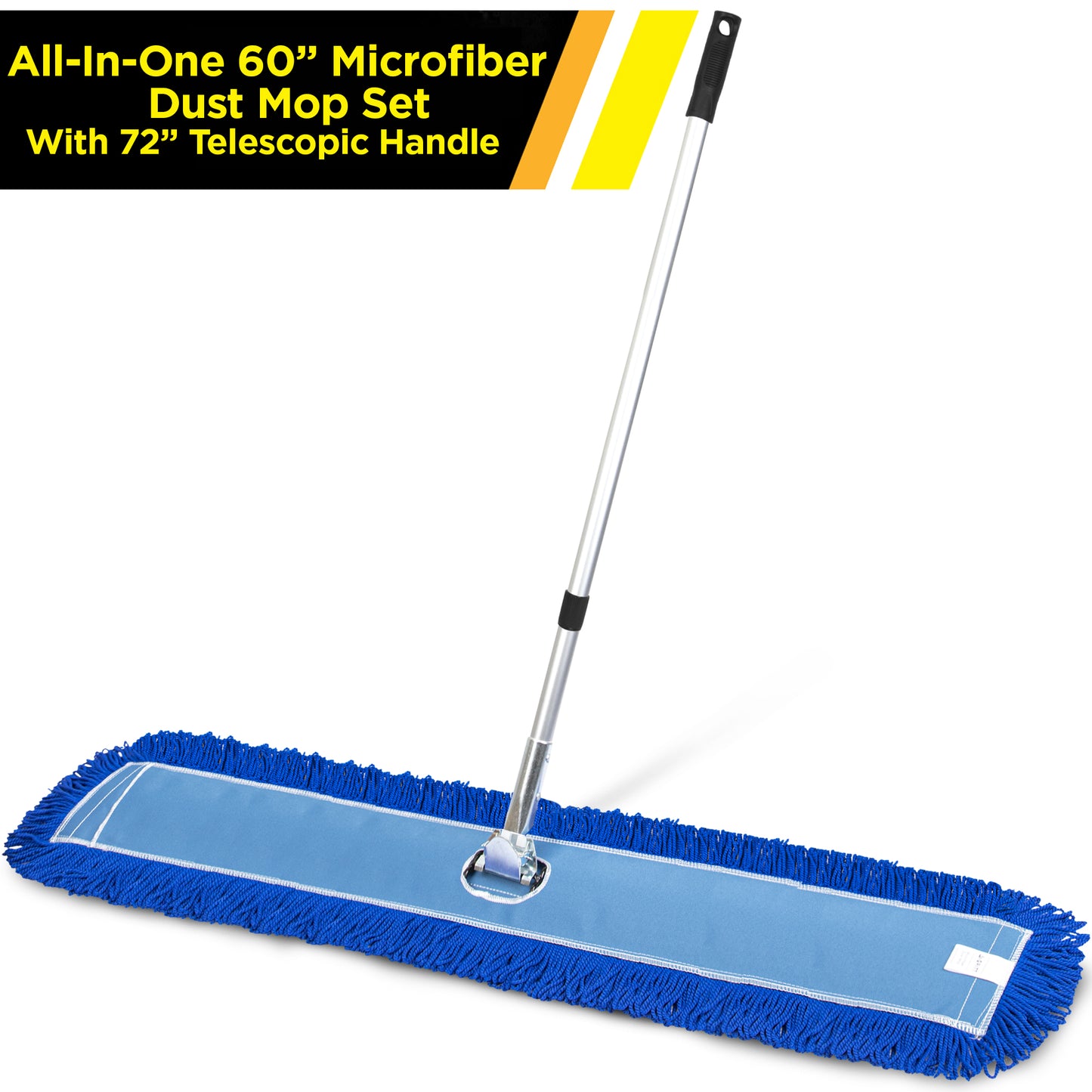 Gritt Commercial All-In-One 60” Microfiber Dust Mop Set With 72" Telescopic Handle