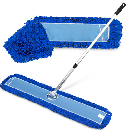 Gritt Commercial All-In-One 60” Microfiber Dust Mop Set With 72" Telescopic Handle