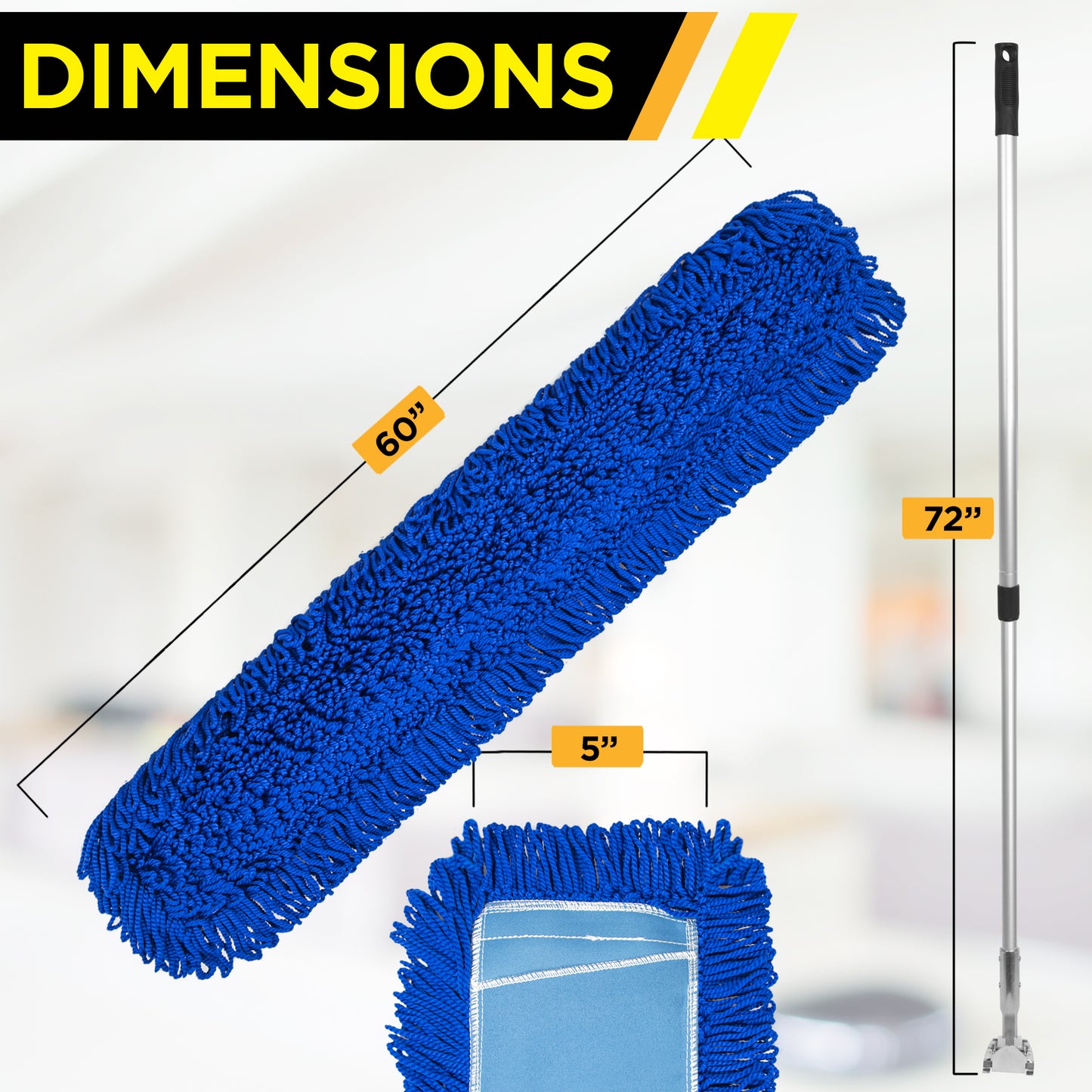 Gritt Commercial All-In-One 60” Microfiber Dust Mop Set With 72" Telescopic Handle