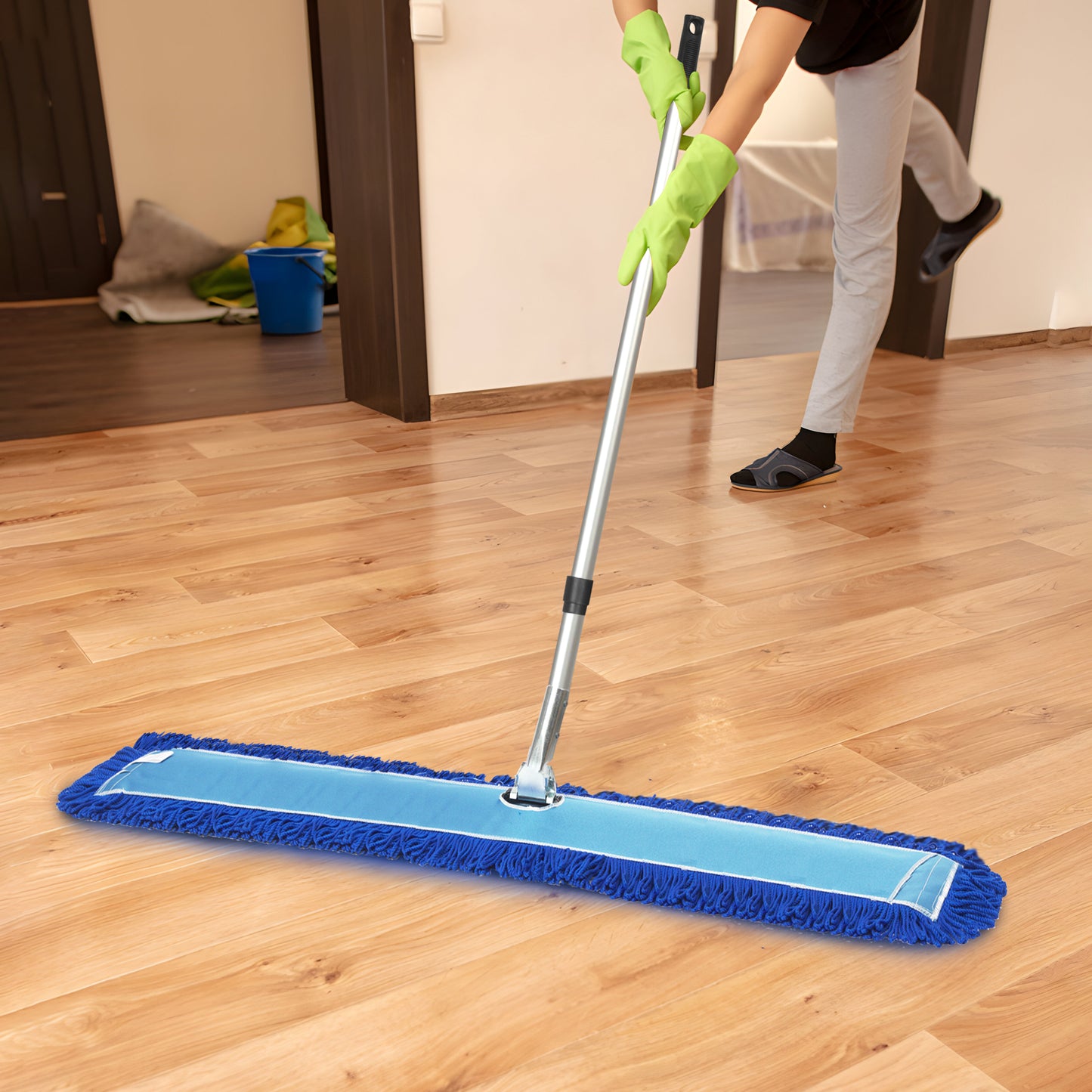 Gritt Commercial All-In-One 60” Microfiber Dust Mop Set With 72" Telescopic Handle