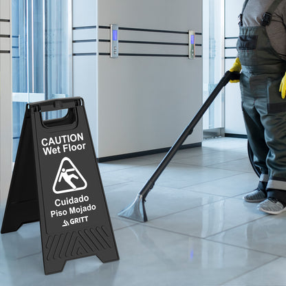 Gritt Commercial Black Caution Wet Floor Sign, Pack of 3