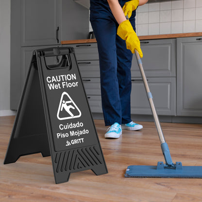 Gritt Commercial Black Caution Wet Floor Sign, Pack of 3