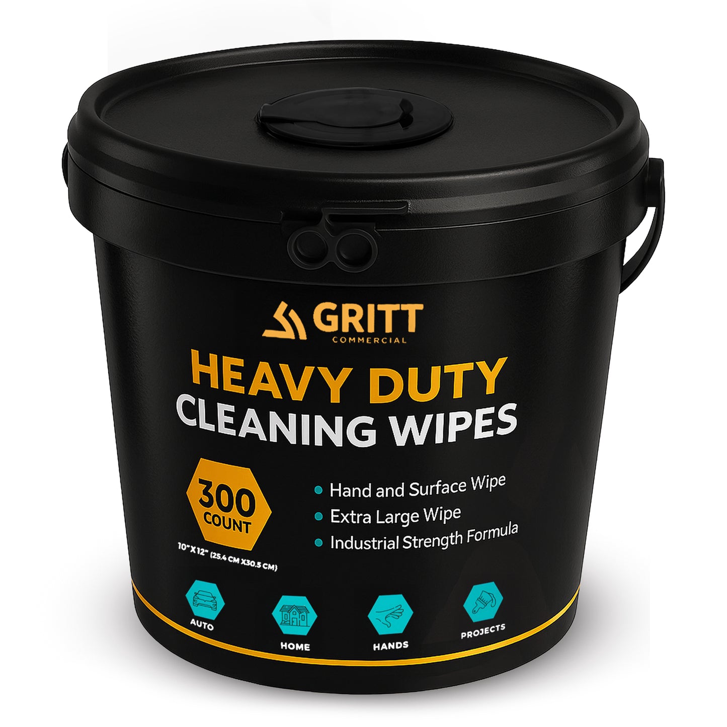 Gritt Commercial 10" x 12" 300-Count Heavy-Duty Multi-Surface Hand & Tool Wet Cleaning Wipes