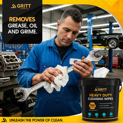 Gritt Commercial 10" x 12" 300-Count Heavy-Duty Multi-Surface Hand & Tool Wet Cleaning Wipes