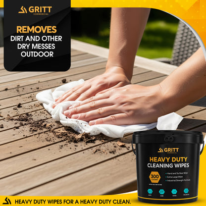 Gritt Commercial 10" x 12" 300-Count Heavy-Duty Multi-Surface Hand & Tool Wet Cleaning Wipes