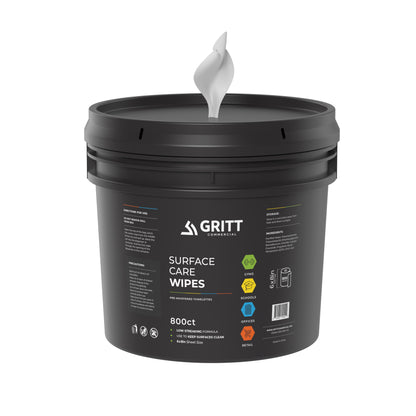 Gritt Commercial 6" x 8" 800-Count Premium Surface Care All-Purpose Cleaner Wipes and Bucket
