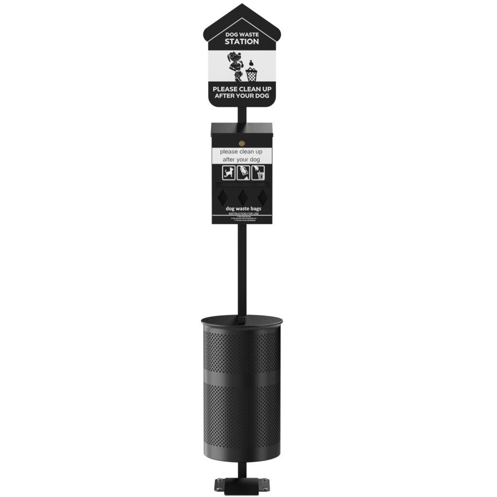 Black Pet Waste Station With Pedal