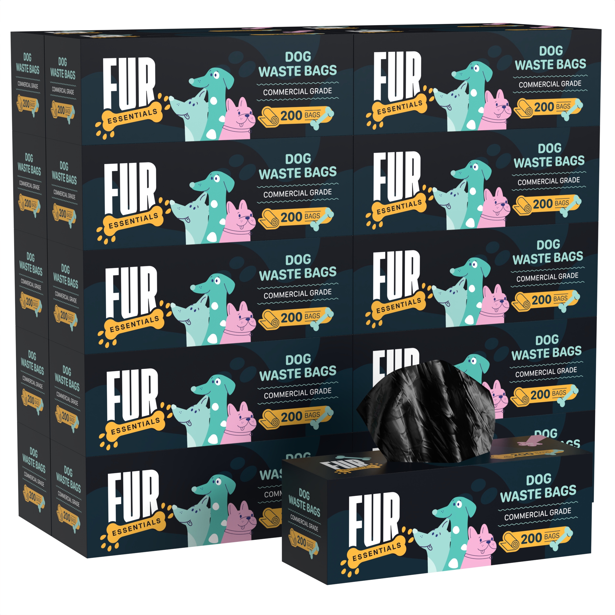 Fur Essentials 4,000 Pet Waste Station Bags, 200 Bags per Roll, 20 Rolls, Commercial Grade Pet Waste Station Refill Bags, 8×13 Inch Bag