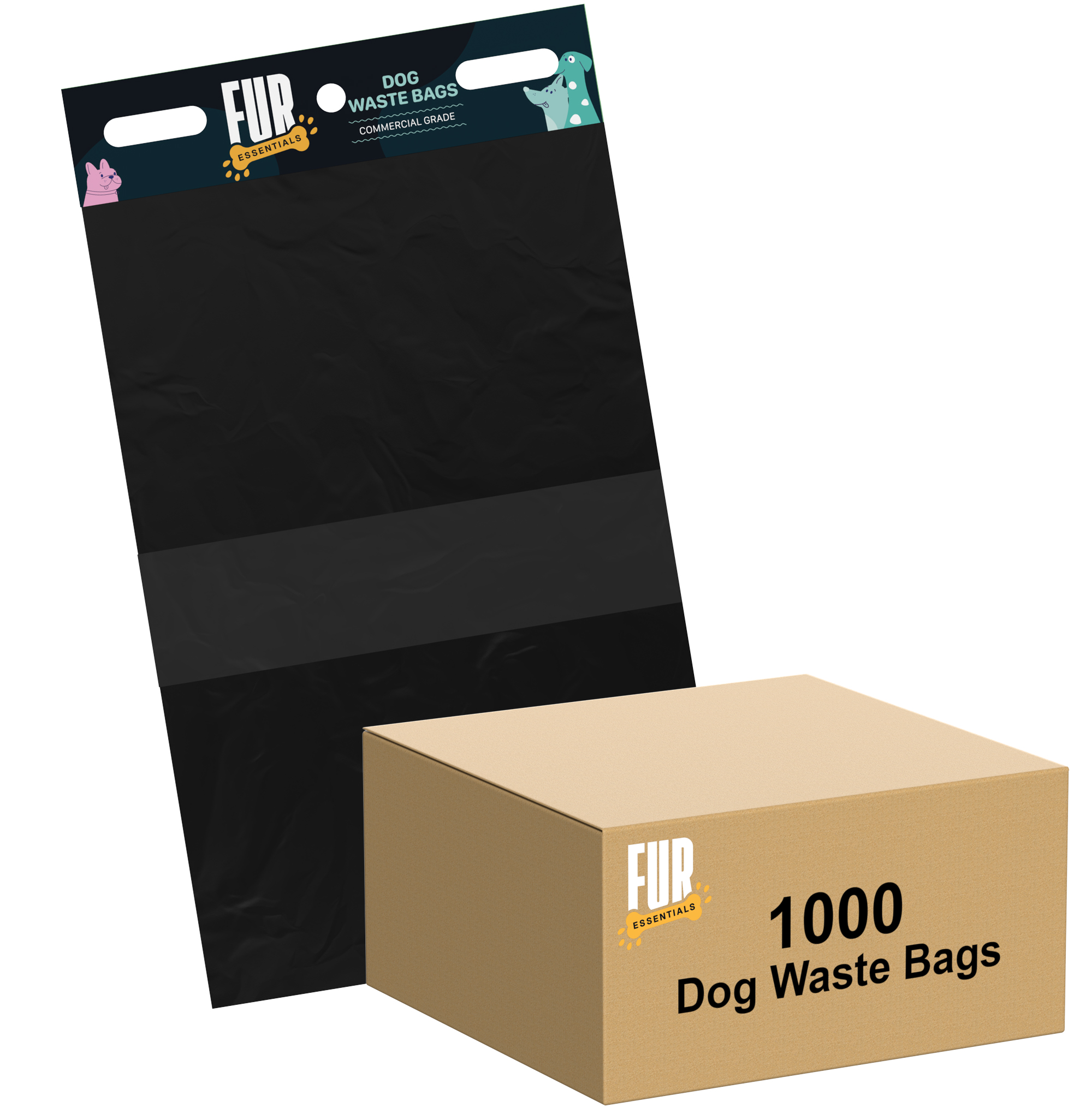 Fur Essentials 1,000 Pet Waste Station Header Bags, 100 Bags Per Pack, 10 Packs, Heavy-Duty Leak-Resistant Dog Waste Refill Bags