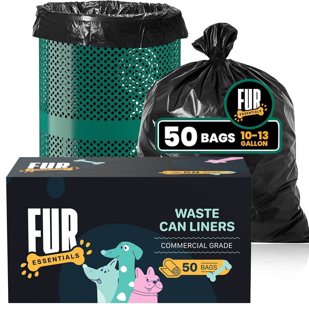 Fur Essentials 13-Gallon Heavy Duty Dog Waste Station Can Liners, 1.1 Mil Thick, Fits Standard Pet Waste Cans, 50 Bags